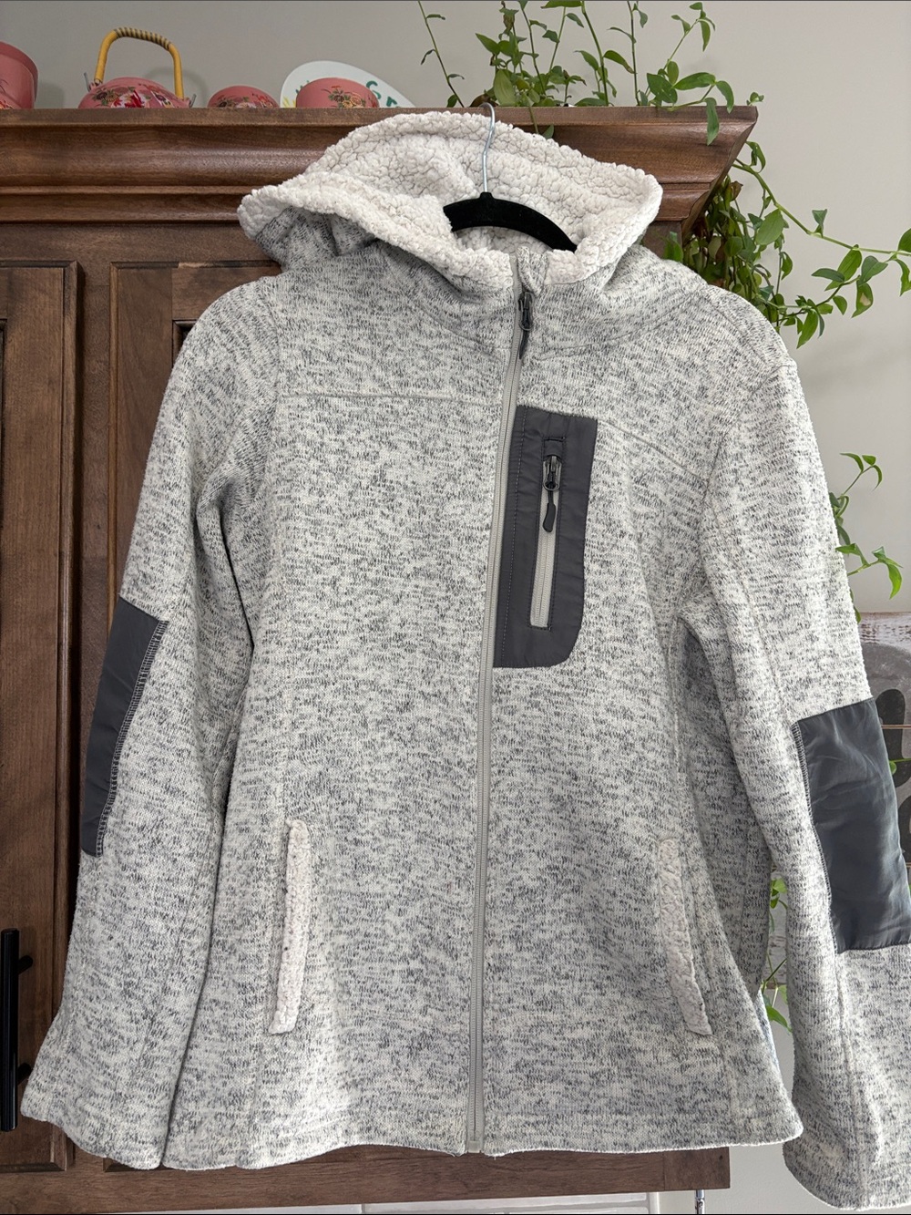 made for life Heather Gray Sherpa-Lined Hooded Jacket with Dark Gray Accents